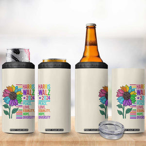 Retro Funny Kamala Harris Tim Walz 2024 4 in 1 Can Cooler Tumbler With Flower Unity Over Division Democrat Election 2024 TB10 Print Your Wear