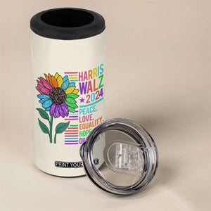 Retro Funny Kamala Harris Tim Walz 2024 4 in 1 Can Cooler Tumbler With Flower Unity Over Division Democrat Election 2024 TB10 Print Your Wear