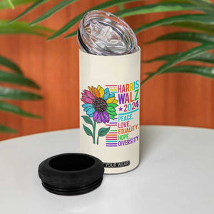 Retro Funny Kamala Harris Tim Walz 2024 4 in 1 Can Cooler Tumbler With Flower Unity Over Division Democrat Election 2024 TB10 Print Your Wear