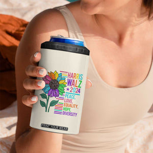 Retro Funny Kamala Harris Tim Walz 2024 4 in 1 Can Cooler Tumbler With Flower Unity Over Division Democrat Election 2024 TB10 Print Your Wear