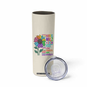 Retro Funny Kamala Harris Tim Walz 2024 Skinny Tumbler With Flower Unity Over Division Democrat Election 2024 TB10 Print Your Wear