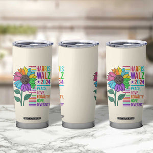 Retro Funny Kamala Harris Tim Walz 2024 Tumbler Cup With Flower Unity Over Division Democrat Election 2024 TB10 Print Your Wear