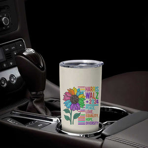 Retro Funny Kamala Harris Tim Walz 2024 Tumbler Cup With Flower Unity Over Division Democrat Election 2024 TB10 Print Your Wear