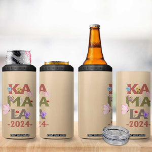 Kamala Harris 2024 Election 4 in 1 Can Cooler Tumbler Madam President With Flower TB10 Print Your Wear