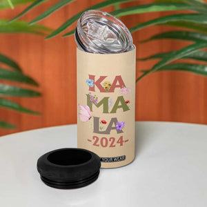 Kamala Harris 2024 Election 4 in 1 Can Cooler Tumbler Madam President With Flower TB10 Print Your Wear