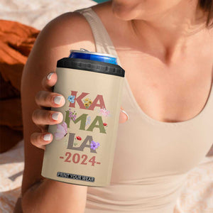 Kamala Harris 2024 Election 4 in 1 Can Cooler Tumbler Madam President With Flower TB10 Print Your Wear