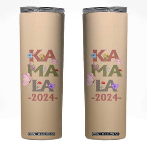 Kamala Harris 2024 Election Skinny Tumbler Madam President With Flower TB10 Brown Print Your Wear