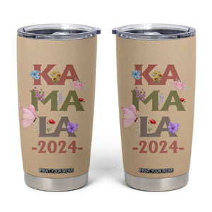 Kamala Harris 2024 Election Tumbler Cup Madam President With Flower TB10 Brown Print Your Wear