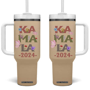 Kamala Harris 2024 Election Tumbler With Handle Madam President With Flower TB10 One Size: 40 oz Brown Print Your Wear