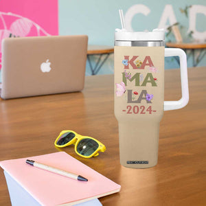 Kamala Harris 2024 Election Tumbler With Handle Madam President With Flower TB10 Print Your Wear