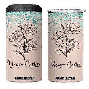 Personalized Gifts for Her 4 in 1 Can Cooler Tumbler Custom Name Flower Bridesmaid Proposal Birthday Christmas Gift TB10 One Size: 16 oz Teal Print Your Wear