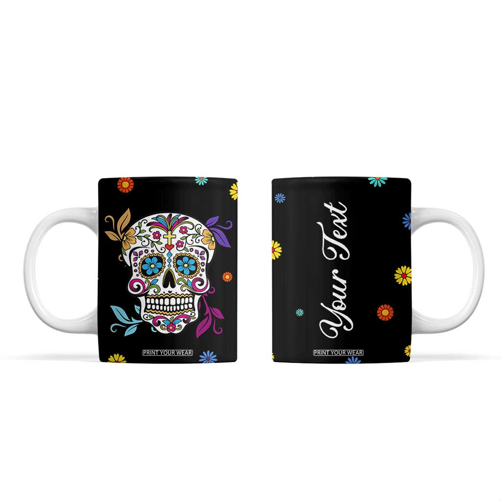 Personalized Sugar Skull Coffee Mug Custom Name Flower Gothic Gifts For Latina Mexican Girls Women TB10 Black Print Your Wear