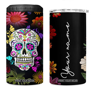 Personalized Gift 4 in 1 Can Cooler Tumbler Custom Name Sugar Skull Mexican Art Birthday Christmas Gifts for Her TB10 One Size: 16 oz Black Print Your Wear