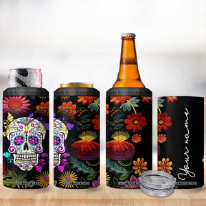 Personalized Gift 4 in 1 Can Cooler Tumbler Custom Name Sugar Skull Mexican Art Birthday Christmas Gifts for Her TB10 Print Your Wear