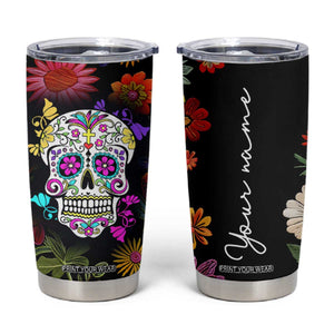 Personalized Gift Tumbler Cup Custom Name Sugar Skull Mexican Art Birthday Christmas Gifts for Her TB10 Black Print Your Wear