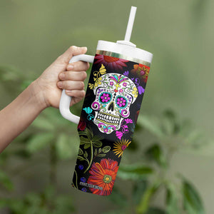 Personalized Gift Tumbler With Handle Custom Name Sugar Skull Mexican Art Birthday Christmas Gifts for Her TB10 Print Your Wear