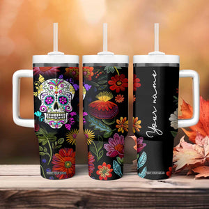 Personalized Gift Tumbler With Handle Custom Name Sugar Skull Mexican Art Birthday Christmas Gifts for Her TB10 Print Your Wear