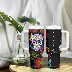 Personalized Gift Tumbler With Handle Custom Name Sugar Skull Mexican Art Birthday Christmas Gifts for Her TB10 Print Your Wear