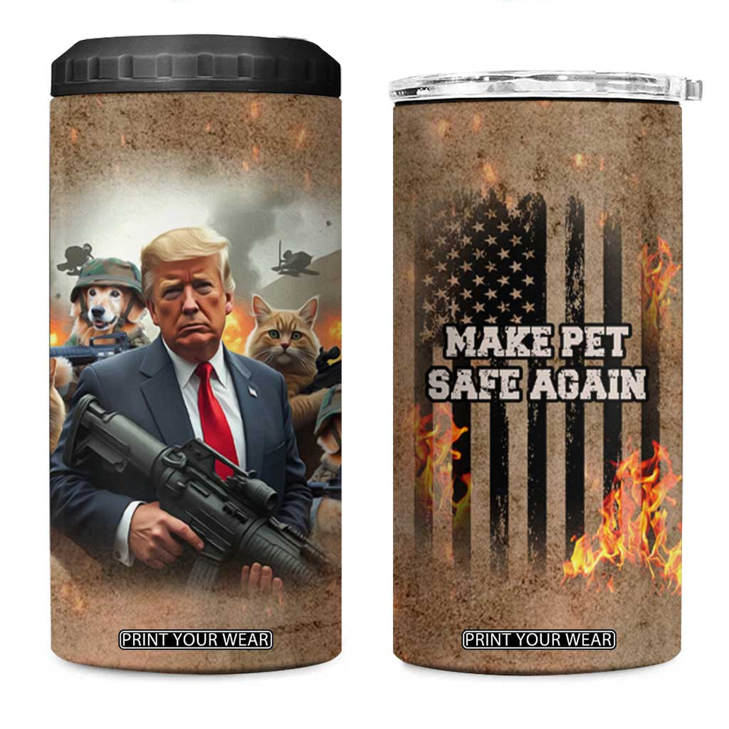 Make Pets Safe Again Trump 2024 Save Our Pets 4 in 1 Can Cooler Tumbler American Flag TB10 One Size: 16 oz Brown Print Your Wear