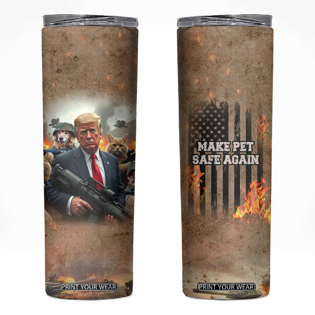 Make Pets Safe Again Trump 2024 Save Our Pets Skinny Tumbler American Flag TB10 Brown Print Your Wear