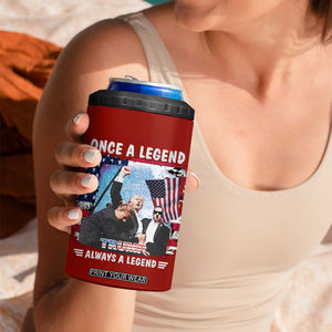 Trump 2024 Legend 4 in 1 Can Cooler Tumbler Trump Assassination Attempt Make America Strong Again Unstoppable Trump Shot American Flag TB10 Print Your Wear