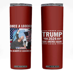 Trump 2024 Legend Skinny Tumbler Trump Assassination Attempt Make America Strong Again Unstoppable Trump Shot American Flag TB10 Red Print Your Wear