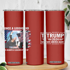 Trump 2024 Legend Skinny Tumbler Trump Assassination Attempt Make America Strong Again Unstoppable Trump Shot American Flag TB10 Print Your Wear