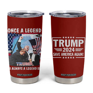 Trump 2024 Legend Tumbler Cup Trump Assassination Attempt Make America Strong Again Unstoppable Trump Shot American Flag TB10 Red Print Your Wear