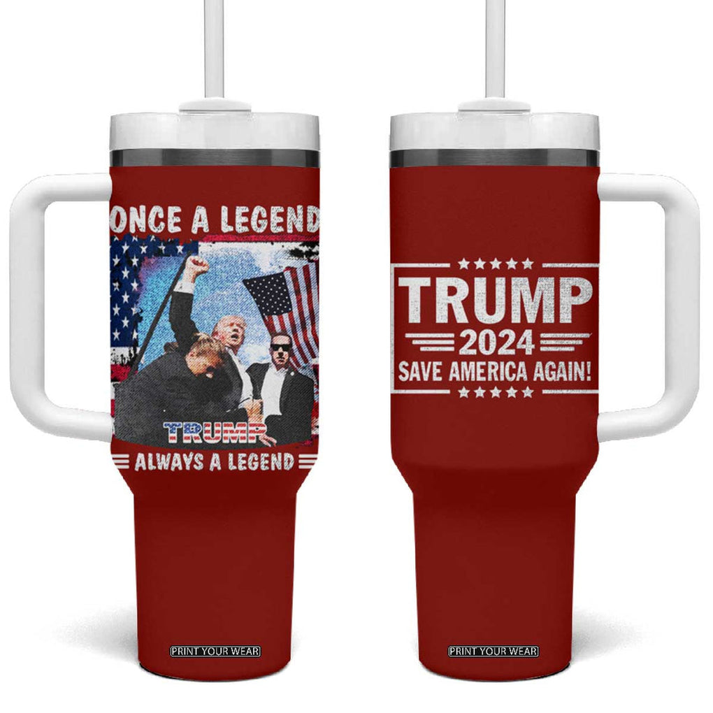 Trump 2024 Legend Tumbler With Handle Trump Assassination Attempt Make America Strong Again Unstoppable Trump Shot American Flag TB10 One Size: 40 oz Red Print Your Wear