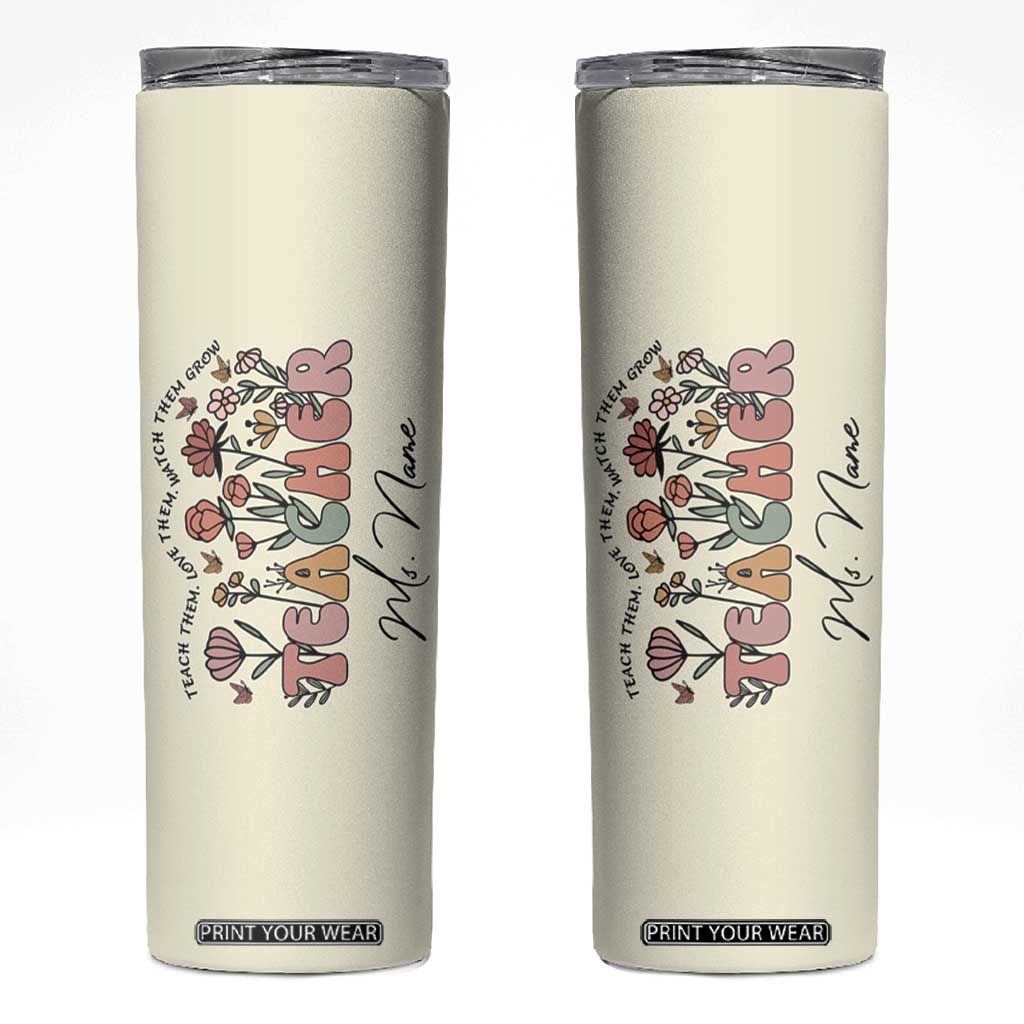 Personalized Teacher Appreciation Gifts Skinny Tumbler Custome Name Back to School Thank You Christmas Gift Bulk TB10 Cream Print Your Wear