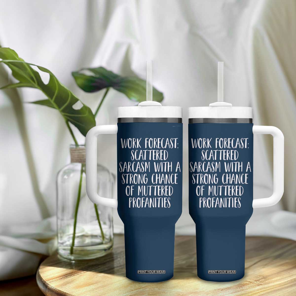 Funny Coworker Gifts Tumbler With Handle Work Forecast Sarcastic Gag Present for Boss Employer Navy TB10 Print Your Wear