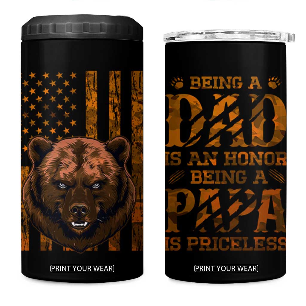 Gifts For Dad 4 in 1 Can Cooler Tumbler Papabear Christmas Birthday Father's Day Gift American Flag TB10 One Size: 16 oz Black Print Your Wear