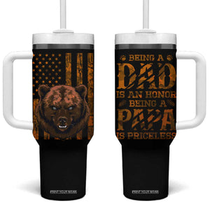 Gifts For Dad Tumbler With Handle Papabear Christmas Birthday Father's Day Gift American Flag TB10 One Size: 40 oz Black Print Your Wear