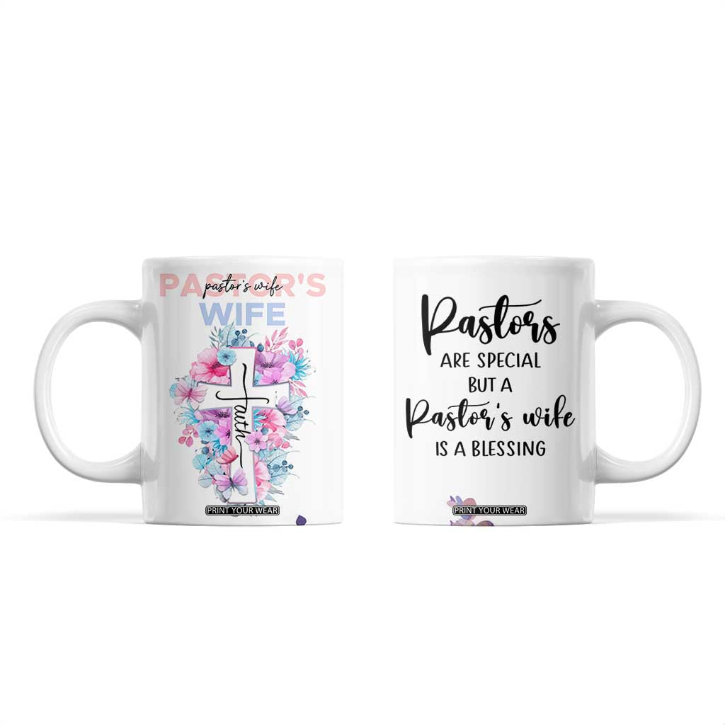 Gifts For Pastor Wife Coffee Mug Pastors Wives Flower Cross Christian Gifts For Women TB10 White Print Your Wear