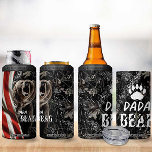 Gifts For Dad 4 in 1 Can Cooler Tumbler Dada Bear American Flag TB10 Print Your Wear