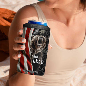 Gifts For Dad 4 in 1 Can Cooler Tumbler Dada Bear American Flag TB10 Print Your Wear