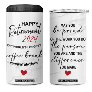 Happy Retirement 2024 4 in 1 Can Cooler Tumbler Officially Retired Gag Gifts for Coworker Lady Boss Friend Dad Mom Teacher Grandma Christmas TB10 One Size: 16 oz White Marble Print Your Wear