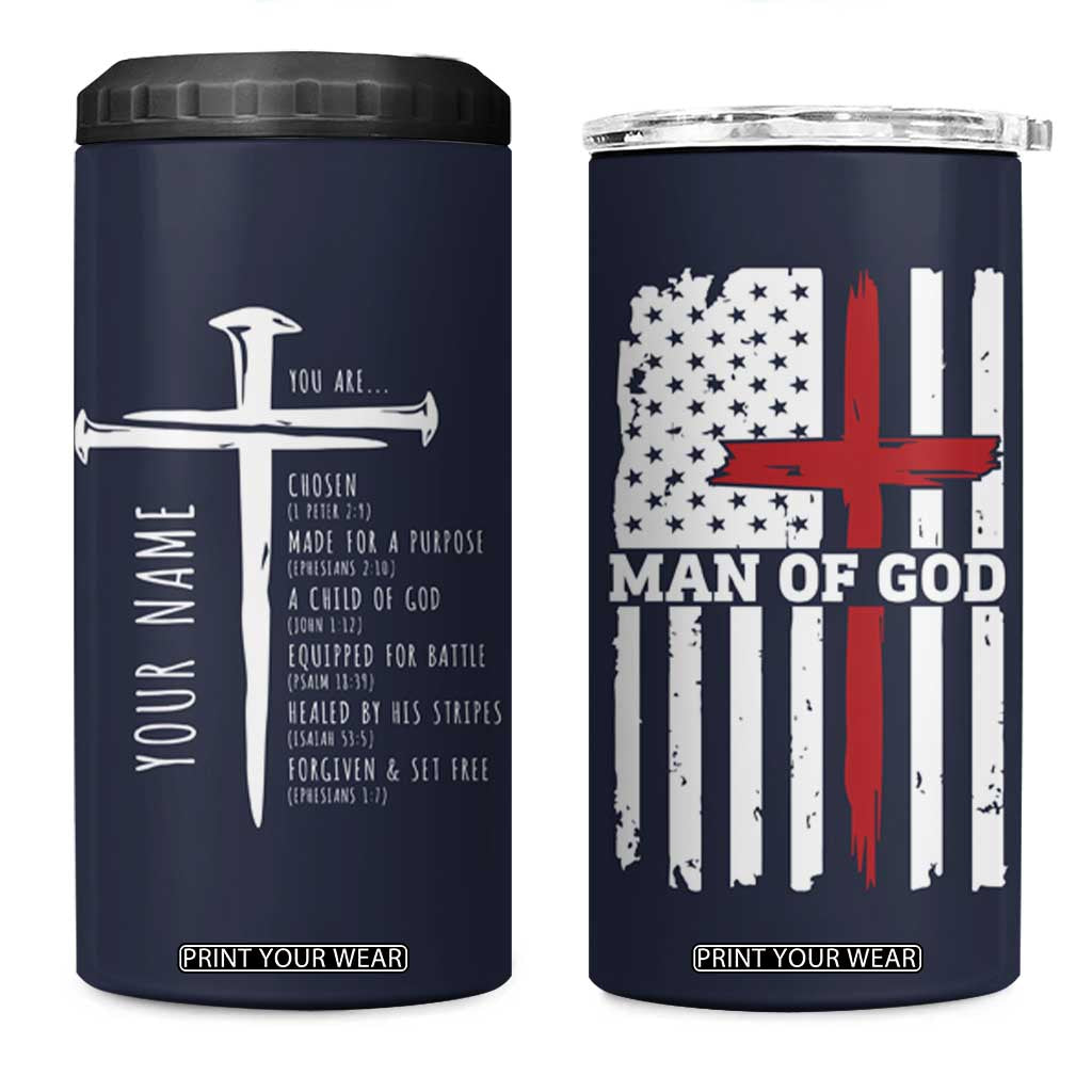 Personalized Christian Gifts For Men 4 in 1 Can Cooler Tumbler Custom Name Man Of God Bible Verse Religious Gift TB10 One Size: 16 oz Navy Print Your Wear