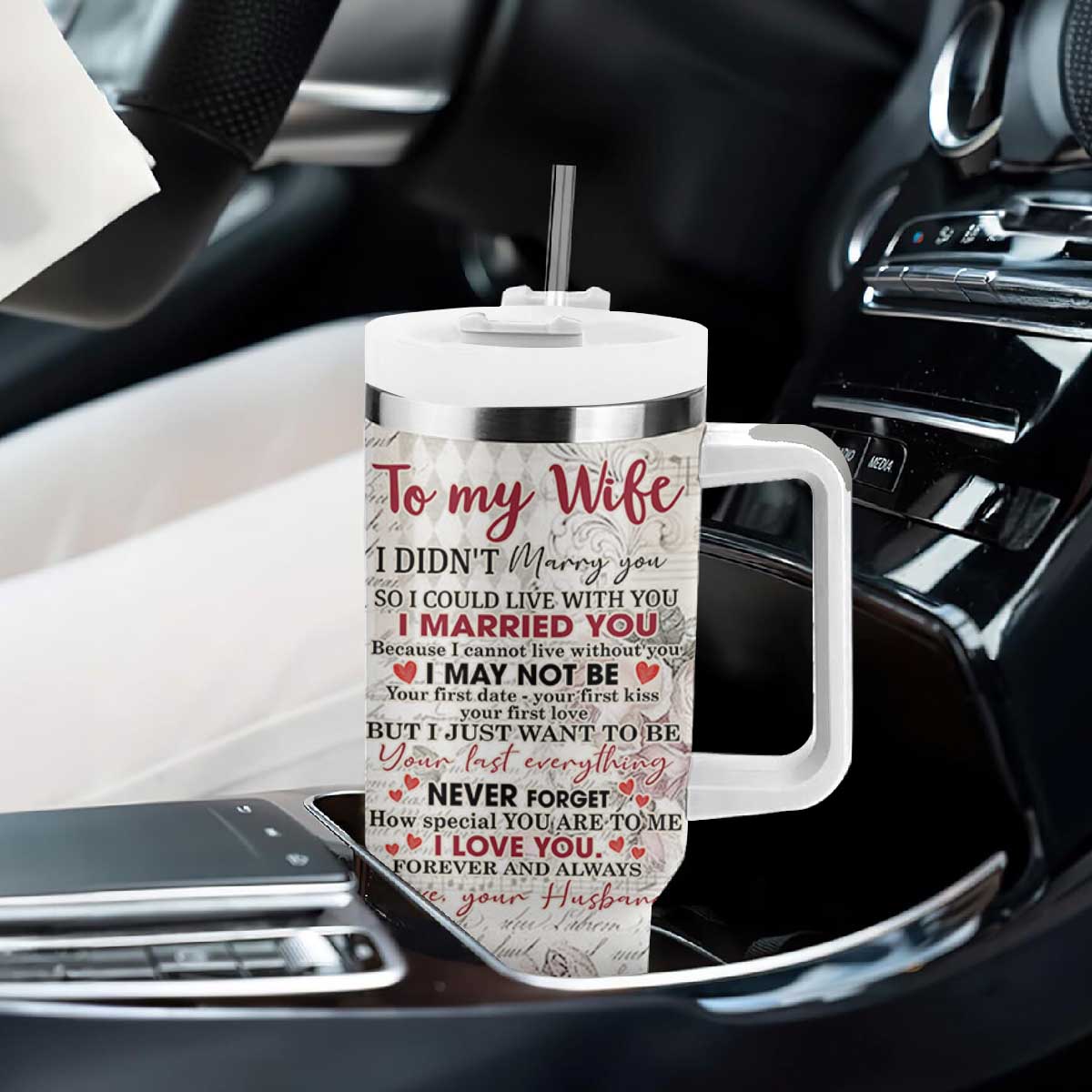 Personalized Anniversary Gift for Wife Tumbler With Handle Custome Name Forever Married Love From Husband TB10 Print Your Wear