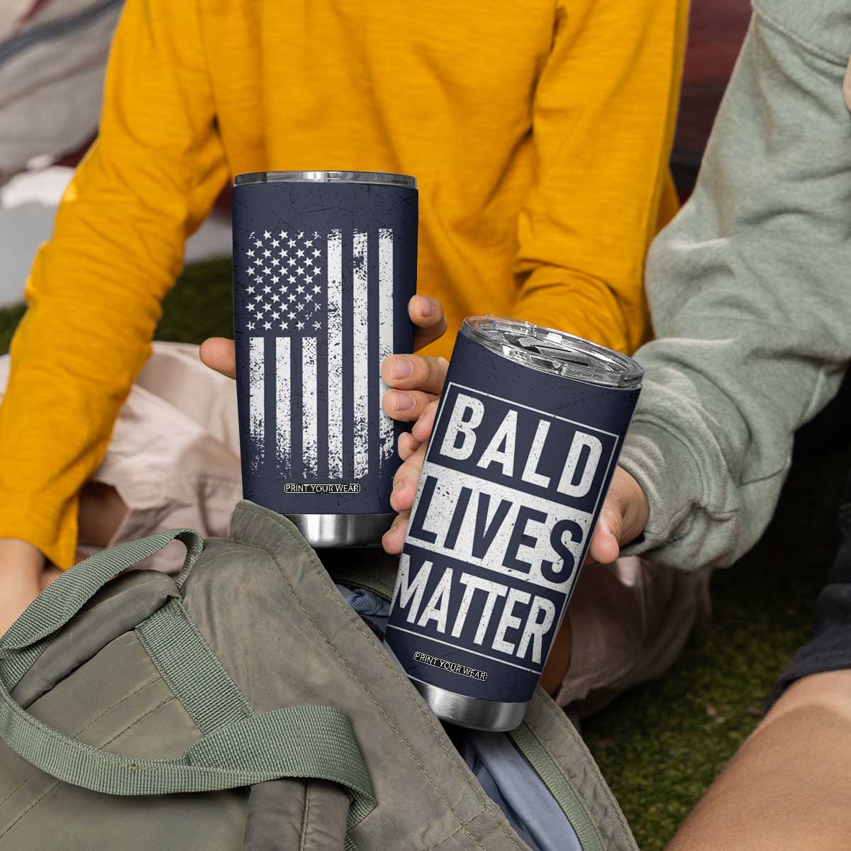 Funny Dad Gifts Tumbler Cup Bald Lives Matter Gag Gift Rude Mug TB10 Print Your Wear