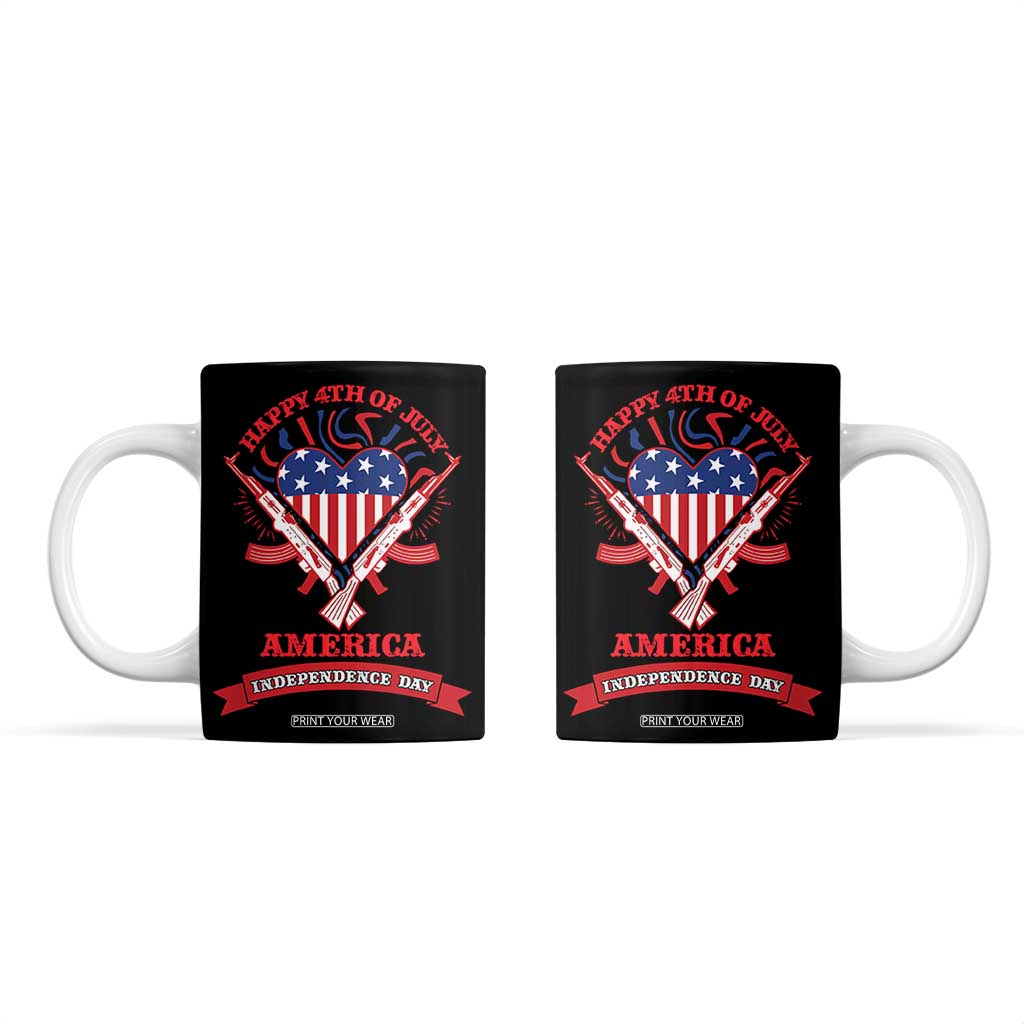 Happy 4th Of July Coffee Mug America Independence Day Memorial Day Patriotic Party USA Flag TB10 Black Print Your Wear
