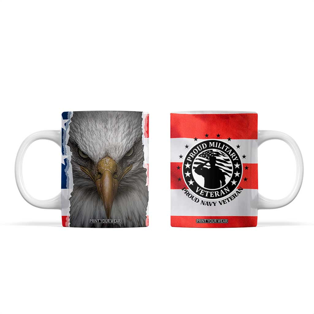 Proud Navy Veteran Coffee Mug American Flag Eagle Military Gifts TB10 Flag Print Your Wear