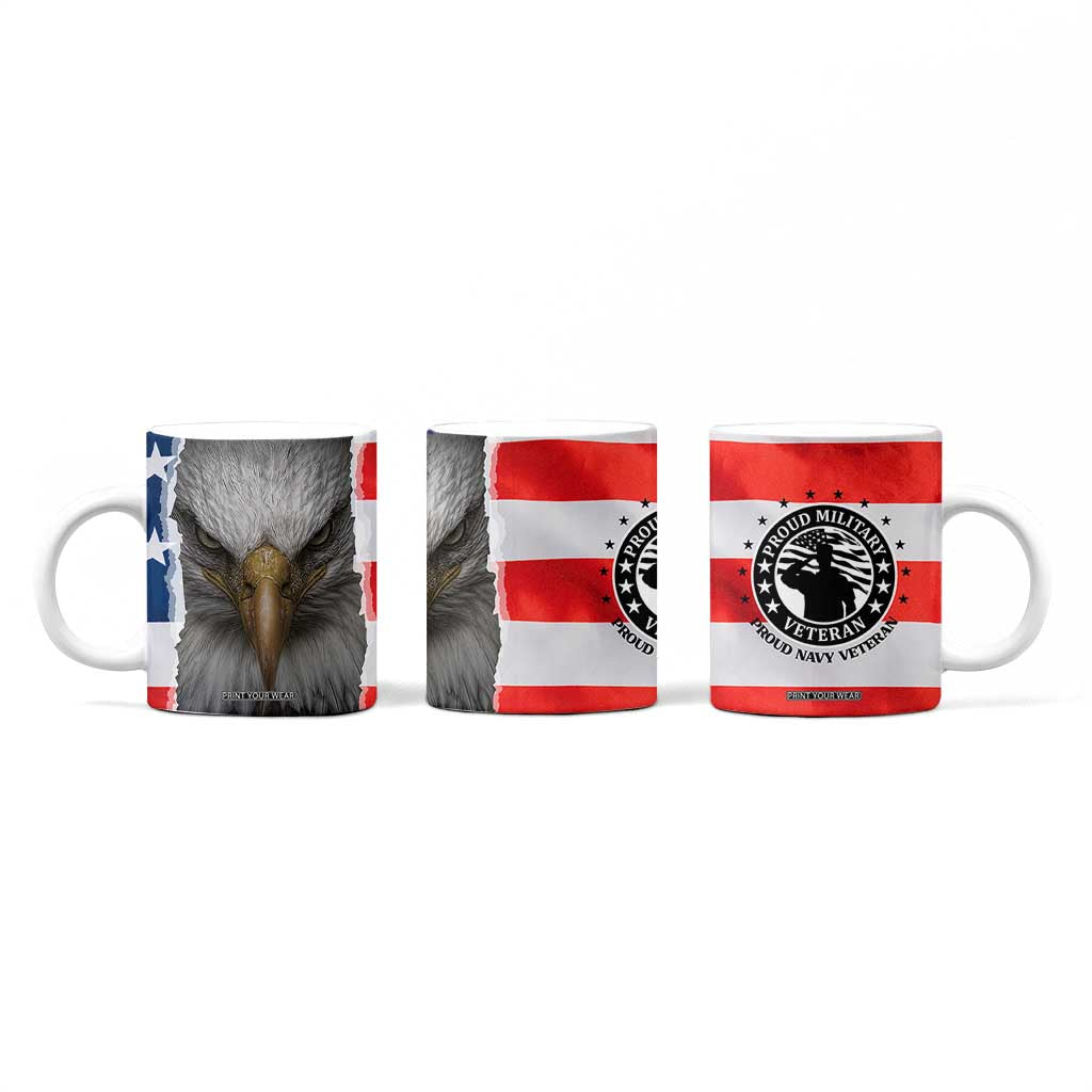 Proud Navy Veteran Coffee Mug American Flag Eagle Military Gifts TB10 Print Your Wear