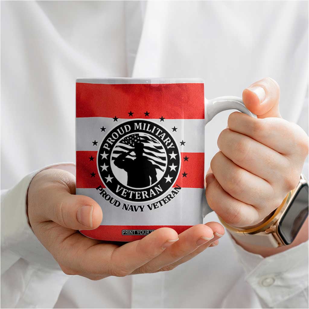 Proud Navy Veteran Coffee Mug American Flag Eagle Military Gifts TB10 Print Your Wear