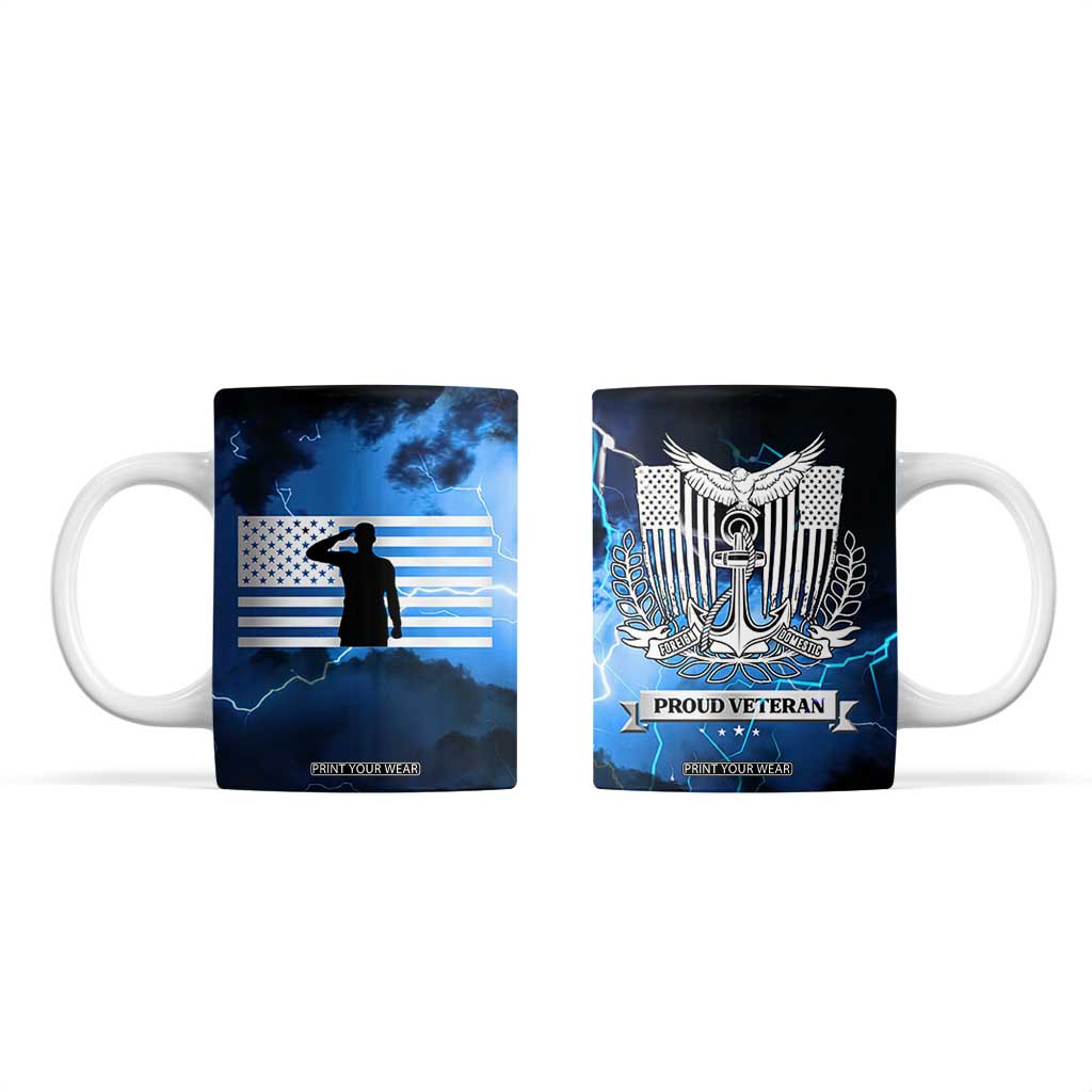 Proud Navy Veteran Coffee Mug Vintage American Flag TB10 Navy Print Your Wear