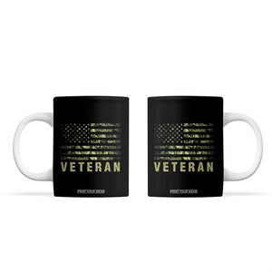 Veteran Coffee Mug Distressed Camouflage US Flag Veteran Army Military TB10 Black Print Your Wear