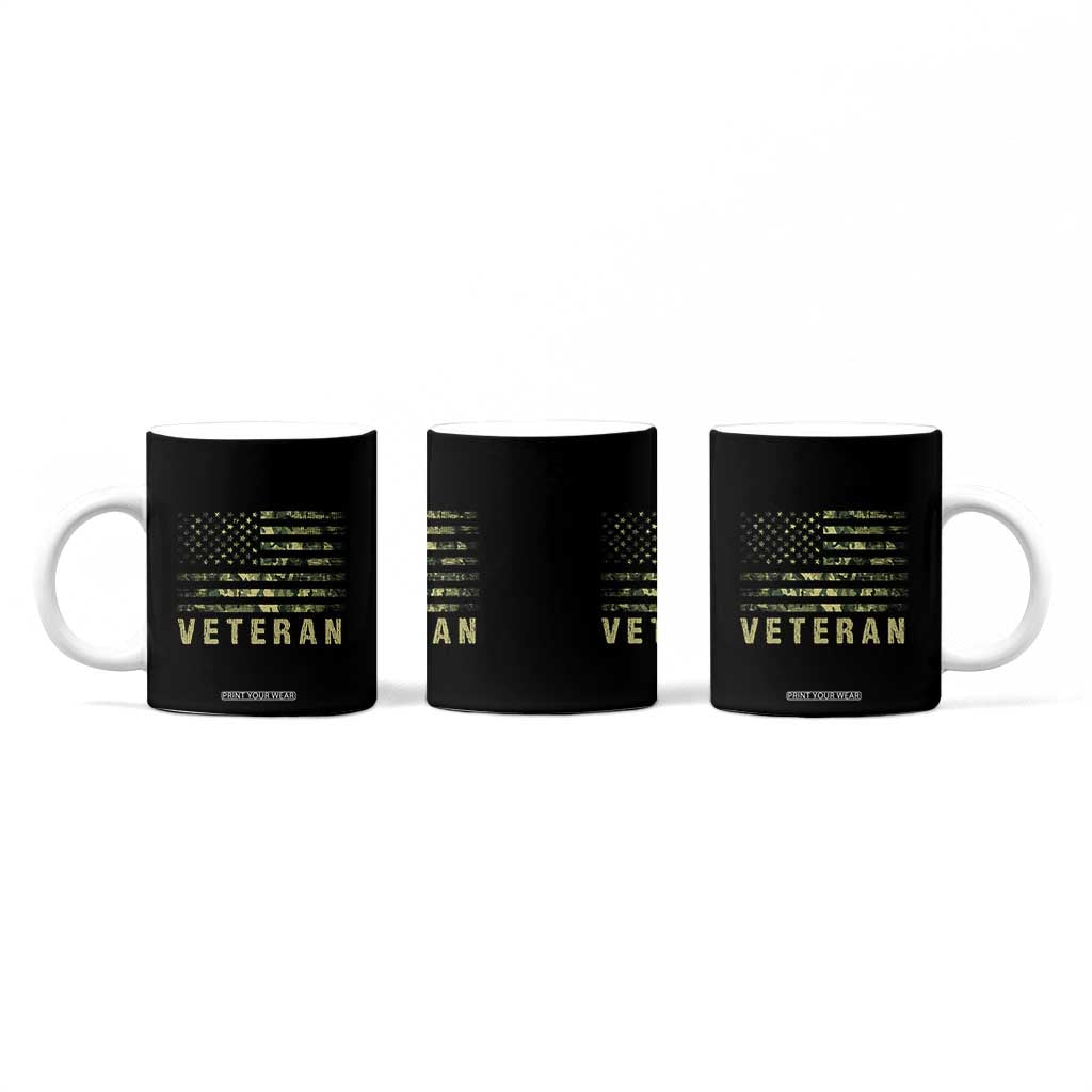 Veteran Coffee Mug Distressed Camouflage US Flag Veteran Army Military TB10 Print Your Wear