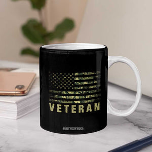 Veteran Coffee Mug Distressed Camouflage US Flag Veteran Army Military TB10 Print Your Wear