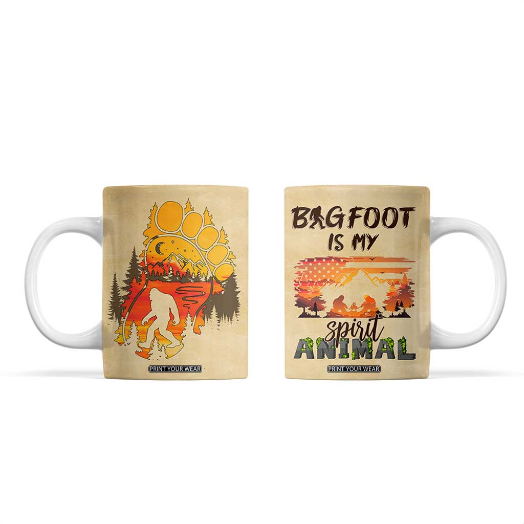 Bigfoot Coffee Mug Sasquatch Lover Campfire Outdoor Camping Nature Gift TB10 Beige Print Your Wear