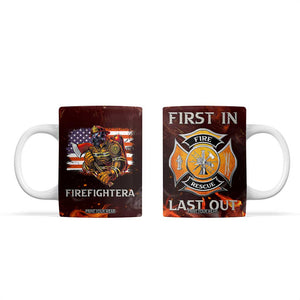 Firefighter Gifts For Men Coffee Mug First In Last Out American Flag TB10 Orange Print Your Wear